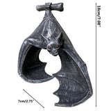 Halloween Bat-Shaped Candlestick Resin Hanging Garden Statue Sculptures Crafts Candle Holder for Patio Porch Garden Decoration