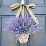 Artificial Hanging Flowers in Basket for Front Door Hanging Lavender Wreath Basket Outdoor Indoor Patio Lawn Courtyard Garden Decor In Australia - Darrahopens