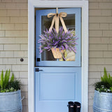Artificial Hanging Flowers in Basket for Front Door Hanging Lavender Wreath Basket Outdoor Indoor Patio Lawn Courtyard Garden Decor
