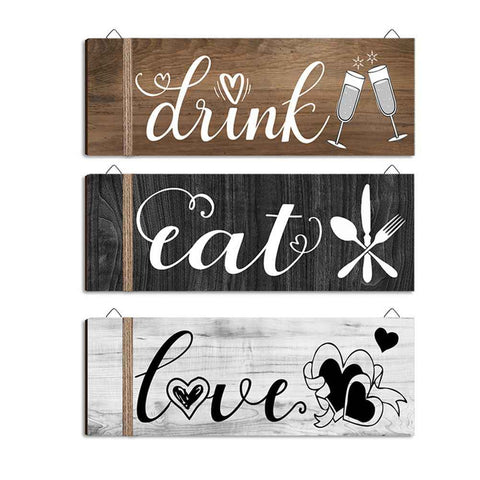 3Pcs Wall Decor Wooden Hanging Wall Sign Wooden Wall Art for Home Kitchen Dining Room Restaurant In Australia - Darrahopens