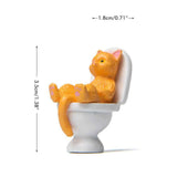 5Pcs Cat Sitting on Toilet Statues Mini Toilet Cat Figurines Desktop Ornaments Home Decor Cartoon Animal Garden Statues for Micro Landscape In Australia - Darrahopens