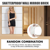 12Pcs Self Adhesive Mirror Tiles Acrylic Thick Shatterproof Mirror Stickers Mirror Sheets for Home Bedroom Living Room Bathroom Wall Decor
