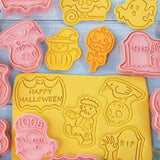 8Pcs 3D Biscuit Cutters Halloween Thanksgiving Biscuit Mould Baking Mould Hand Press Biscuit Stamp