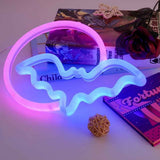 Halloween Neon Signs Moon and Bat LED Neon Lights USB Battery Powered Neon Light Sign for Wall Decor Room Bar Party Kids Gift In Australia - Darrahopens