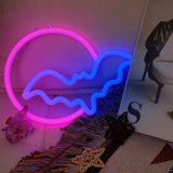 Halloween Neon Signs Moon and Bat LED Neon Lights USB Battery Powered Neon Light Sign for Wall Decor Room Bar Party Kids Gift In Australia - Darrahopens