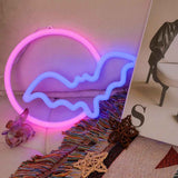 Halloween Neon Signs Moon and Bat LED Neon Lights USB Battery Powered Neon Light Sign for Wall Decor Room Bar Party Kids Gift In Australia - Darrahopens