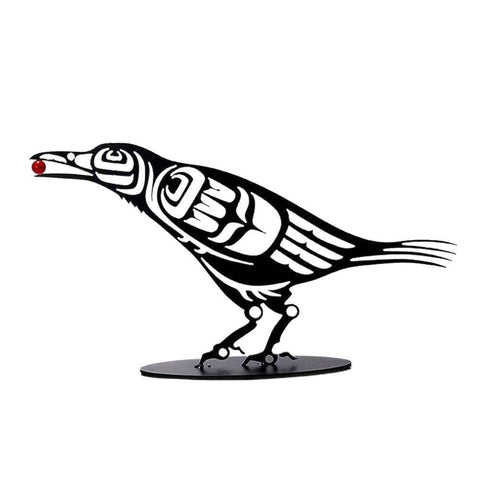 Metal Crow Figurine Crow with Berry Statue Desktop Decor Home Ornament Bird Silhouette Art In Australia - Darrahopens