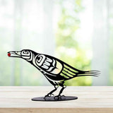 Metal Crow Figurine Crow with Berry Statue Desktop Decor Home Ornament Bird Silhouette Art In Australia - Darrahopens