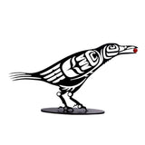 Metal Crow Figurine Crow with Berry Statue Desktop Decor Home Ornament Bird Silhouette Art