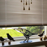 Metal Crow Figurine Crow with Berry Statue Desktop Decor Home Ornament Bird Silhouette Art