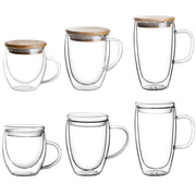 Transparent Double Wall Cup with Lid Thickened Coffee Cup Double Milk Cup