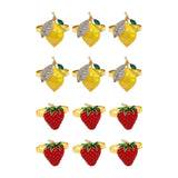 6 PCS Strawberry and Lemon Napkin Rings Alloy Napkin Rings Napkins Rings