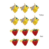 6 PCS Strawberry and Lemon Napkin Rings Alloy Napkin Rings Napkins Rings