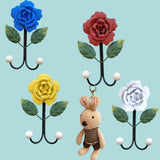 Wrought Iron Rose Flowers Double Hook Small Hook Door Behind Bathroom Kitchen Wall Perforation Free Porch Decoration In Australia - Darrahopens