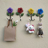 Wrought Iron Rose Flowers Double Hook Small Hook Door Behind Bathroom Kitchen Wall Perforation Free Porch Decoration In Australia - Darrahopens