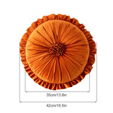 Round Velvet Cushion Ruffled Flower Cushion Decorative Sofa Throw Pillow