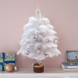 Feather Christmas Tree with Lamp String Artificial Christmas Tree Decoration Simulated Desktop Ornaments for Christmas Home