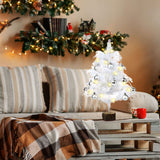 Feather Christmas Tree with Lamp String Artificial Christmas Tree Decoration Simulated Desktop Ornaments for Christmas Home