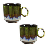 2pcs Ceramic Coffee Mug Special Active Glaze Large Coffee Mug for Office 150ml Capacity Green In Australia - Darrahopens