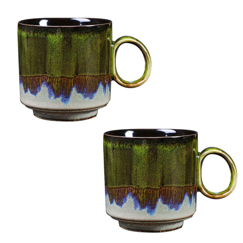 2pcs Ceramic Coffee Mug Special Active Glaze Large Coffee Mug for Office 150ml Capacity Green In Australia - Darrahopens