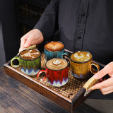2pcs Ceramic Coffee Mug Special Active Glaze Large Coffee Mug for Office 150ml Capacity Green