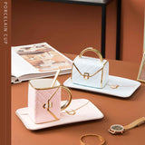 310ML Handbag Shaped Cup With Dish Spoon Ceramic Stylish Coffee Mug In Australia - Darrahopens
