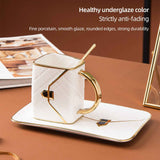 310ML Handbag Shaped Cup With Dish Spoon Ceramic Stylish Coffee Mug In Australia - Darrahopens