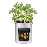 Silver Potato Grow Bag Waterproof Openable Planting Bucket for Plant Vegetable Flower M 26 Liters 7 Gallons