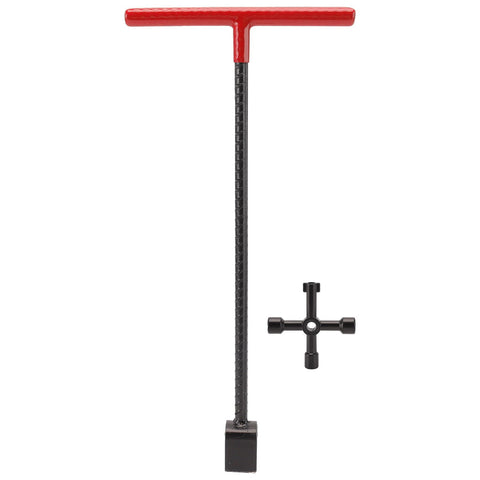 Steel Water Meter Key Wrench Multifunction T Handle Curb Key With 4 Way Utility Tool for Valves Faucets Red