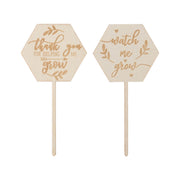 36pcs Watch Me Grow Succulent Tags Safe Eco Friendly Wooden Hexagonal Succulent Tags for Flower Pot Decoration Plant