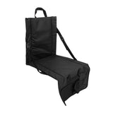 Folding Stadium Chair Adjustable Angle 600D Oxford Cloth Portable Bleacher Cushions with Pocket for Sandbeach Picnic BBQ Black