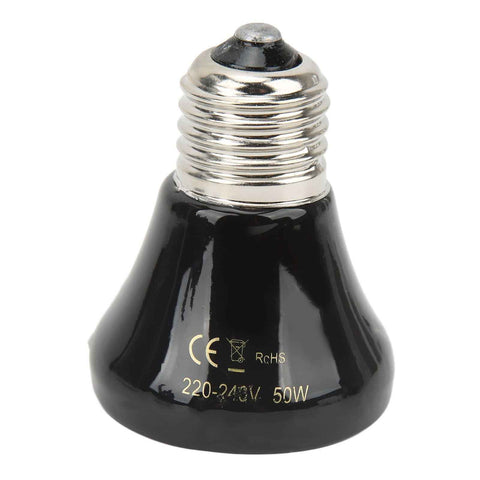 Ceramic Reptile Heat Lamp Bulb Mini Infrared Heat Ceramic Amphibian Heating Lamp for Lizards Reptiles 220V‑240V 50W Black In Australia - Darrahopens