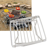 Folding Campfire Grill Stainless Steel Grid Shaped Camping Grill Grate Picnic QQB Grate for Outdoor