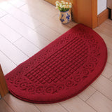 Half Circle Doormat Semicircle Floor Mat Dust Trap Polyester Fiber Strong Absorption Anti Slip for Outdoor Indoor Dark Red 48x78cm / 18.9x30.7in In Australia - Darrahopens
