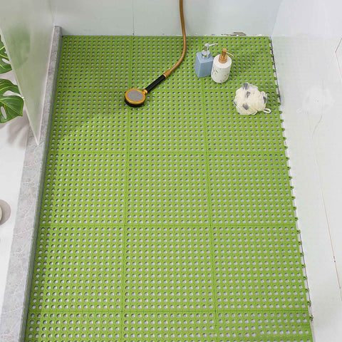 10PCS Suction Cup Floor Mats Anti Slip Plastic Mosaic Bath Mat for Kitchen Bathroom Green