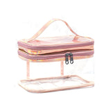 Ladies Cosmetic Bag Transparent Double Layer Waterproof High Capacity Toiletry Storage Bag for Travel Pink In Australia - Darrahopens