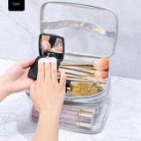 Ladies Cosmetic Bag Transparent Double Layer Waterproof High Capacity Toiletry Storage Bag for Travel Pink In Australia - Darrahopens