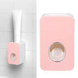 Automatic Toothpaste Dispenser Wall Mounted Easy Installation Toothpaste Squeezer Dispenser for Bathroom Home Pink