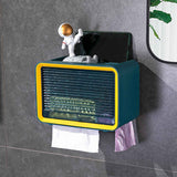 Toilet Paper Roll Box Waterproof Wall Mount Toilet Tissue Holder No Punch Bathroom Tissue Roll Box Single LayerBlue
