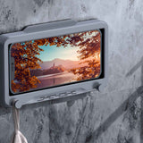 Waterproof Cell Phone Case Shower Phone Holder Wall Hanging Free Punch 360 Degree Rotation Touch Screen For Bathroom Kitchen Grey In Australia - Darrahopens