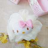 Bath Ball Cute Cartoon Shower Puff Loofah Body Scrubber PE Tool for Cleaning Bathing White Cat In Australia - Darrahopens