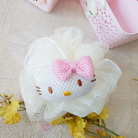 Bath Ball Cute Cartoon Shower Puff Loofah Body Scrubber PE Tool for Cleaning Bathing White Cat In Australia - Darrahopens