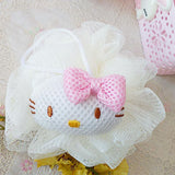 Bath Ball Cute Cartoon Shower Puff Loofah Body Scrubber PE Tool for Cleaning Bathing White Cat In Australia - Darrahopens