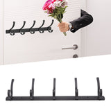 Door Hanging Hooks Modern Minimalist Black 5 Hooks Wall Mounted Thickened Aluminum Bathroom Door Row Hooks Coat Hooks