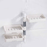 Rotatable Wall Mounted Soap Box 3 Layers HIPS Punch Free Rotatable Soap Container Dish for Household White