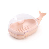 Soap Box Double Layer Cute Cartoon Whale Shape Waterproof Drainage Soap Container with Flip Lid for Bathroom Pink In Australia - Darrahopens