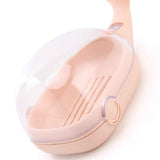 Soap Box Double Layer Cute Cartoon Whale Shape Waterproof Drainage Soap Container with Flip Lid for Bathroom Pink