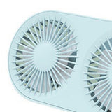 Desktop Double Blade Small Fan USB Mini Folding Desktop 2 Head Fan for Student Office Folding Dual Motor Blue In Australia - Darrahopens