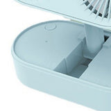 Desktop Double Blade Small Fan USB Mini Folding Desktop 2 Head Fan for Student Office Folding Dual Motor Blue In Australia - Darrahopens