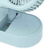 Desktop Double Blade Small Fan USB Mini Folding Desktop 2 Head Fan for Student Office Folding Dual Motor Blue
